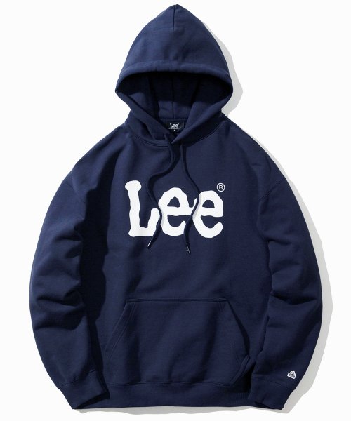 (深藍) Lee - 經典Logo寬鬆款連帽衛衣