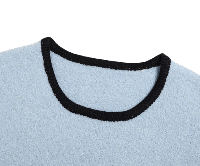 (藍) Rolarola - 羊毛短袖針織上衣