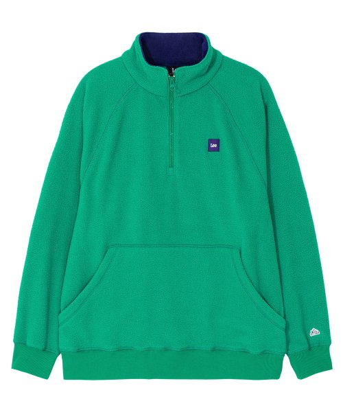 (綠) - Lee 絨布半拉鍊寬鬆衛衣