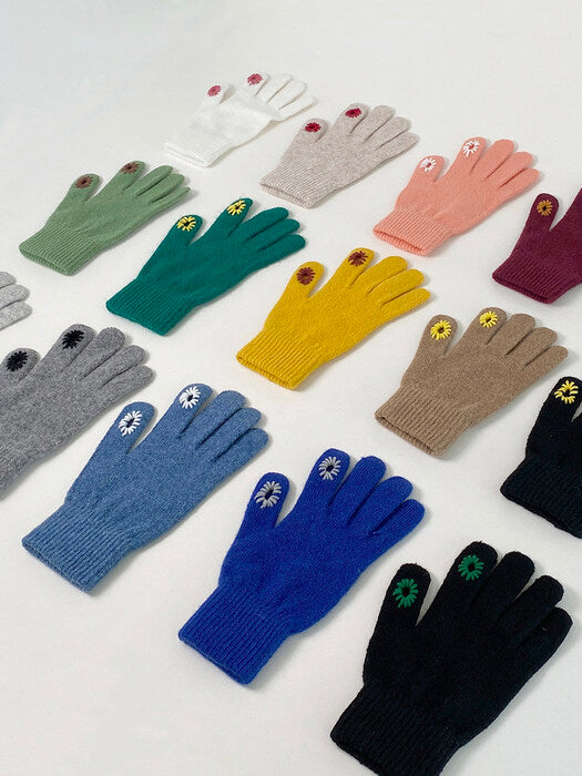 (15色) Meminn - 雙孔觸指拼色手套