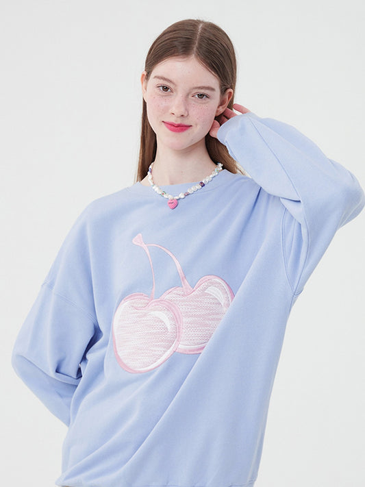 (粉藍) Kirsh - 大櫻桃針織運動上衣