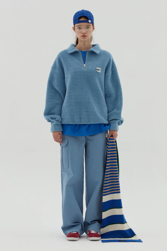 (藍色) Oioi  - 舒適工裝褲(男女)