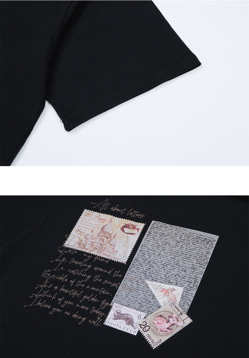 (黑）LetterfromMoon-手紙信T-shirt