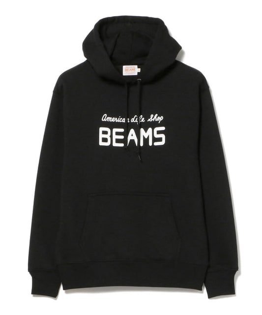 (黑色）Beams-logo不分男女有帽衛衣