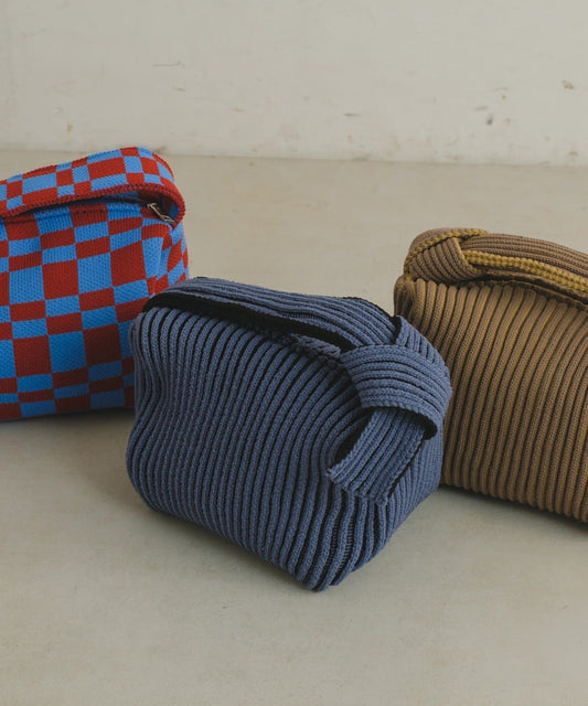 (3色) Kastane - 針織立體正方形手挽袋