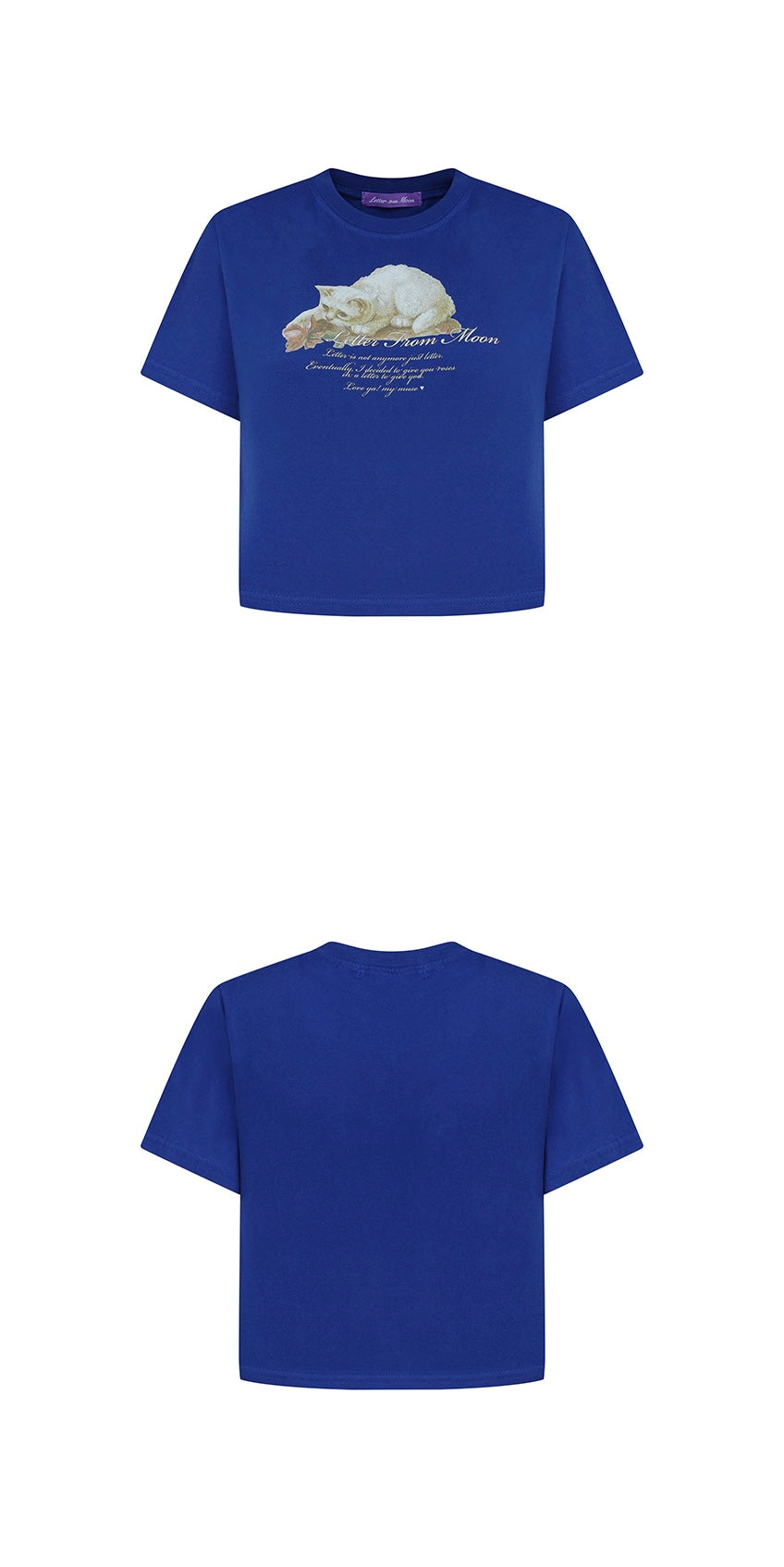 (藍）LetterfromMoon-小貓T-shirt