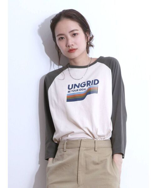 (3色)Ungrid-連肩袖logo長袖上衣