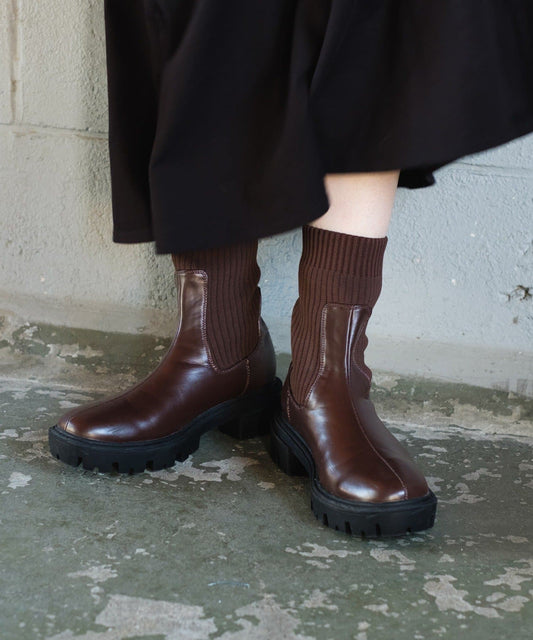 (2色) Kastane - 襪子厚底短靴
